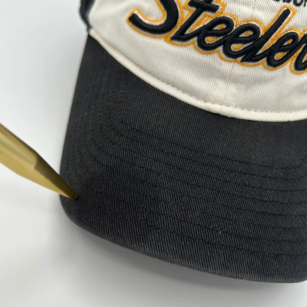 Vintage Pittsburgh Steelers Hat Reebok Mens L/XL Black White Sportswear Y2K